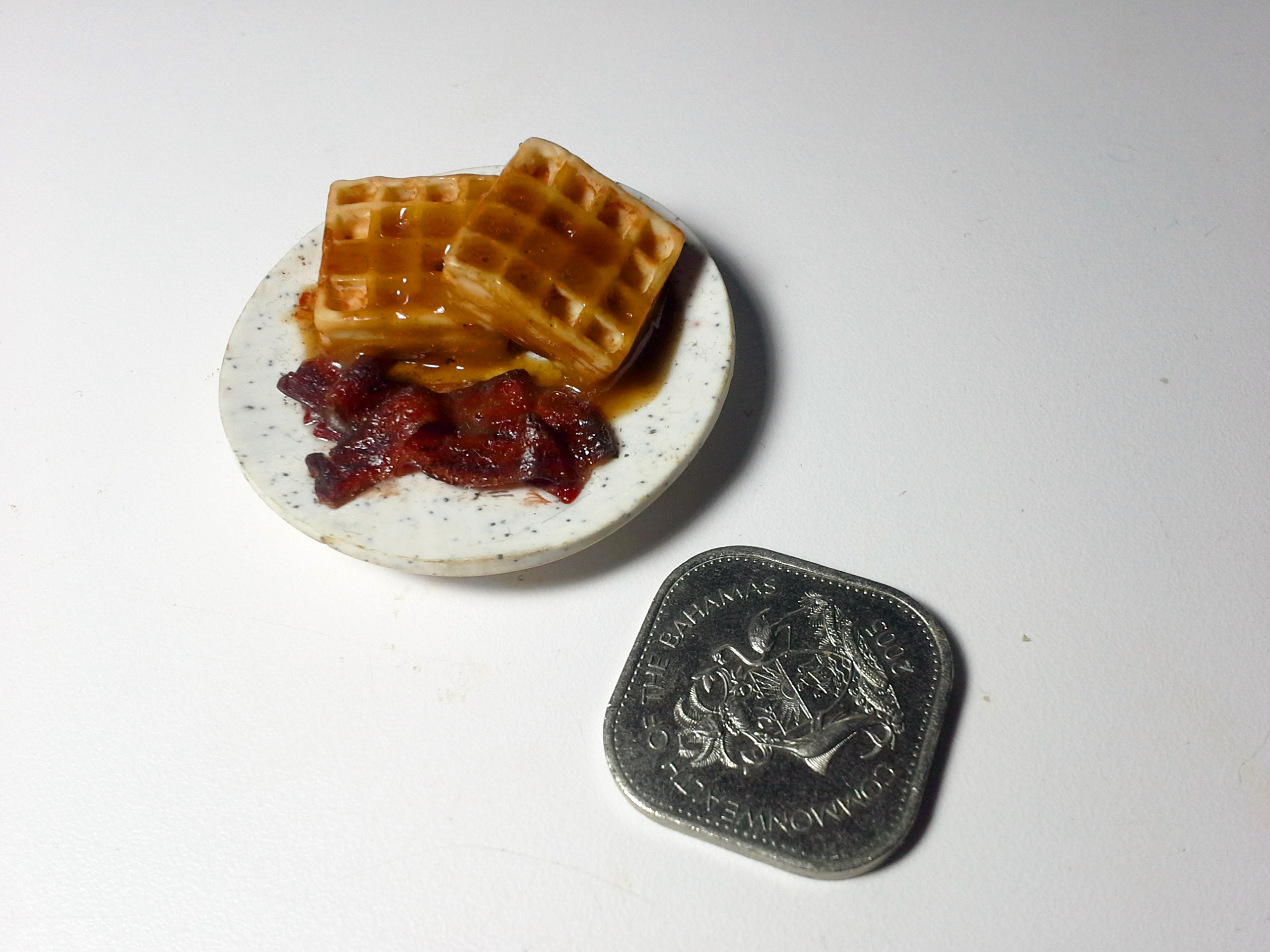 Miniature waffles and bacon